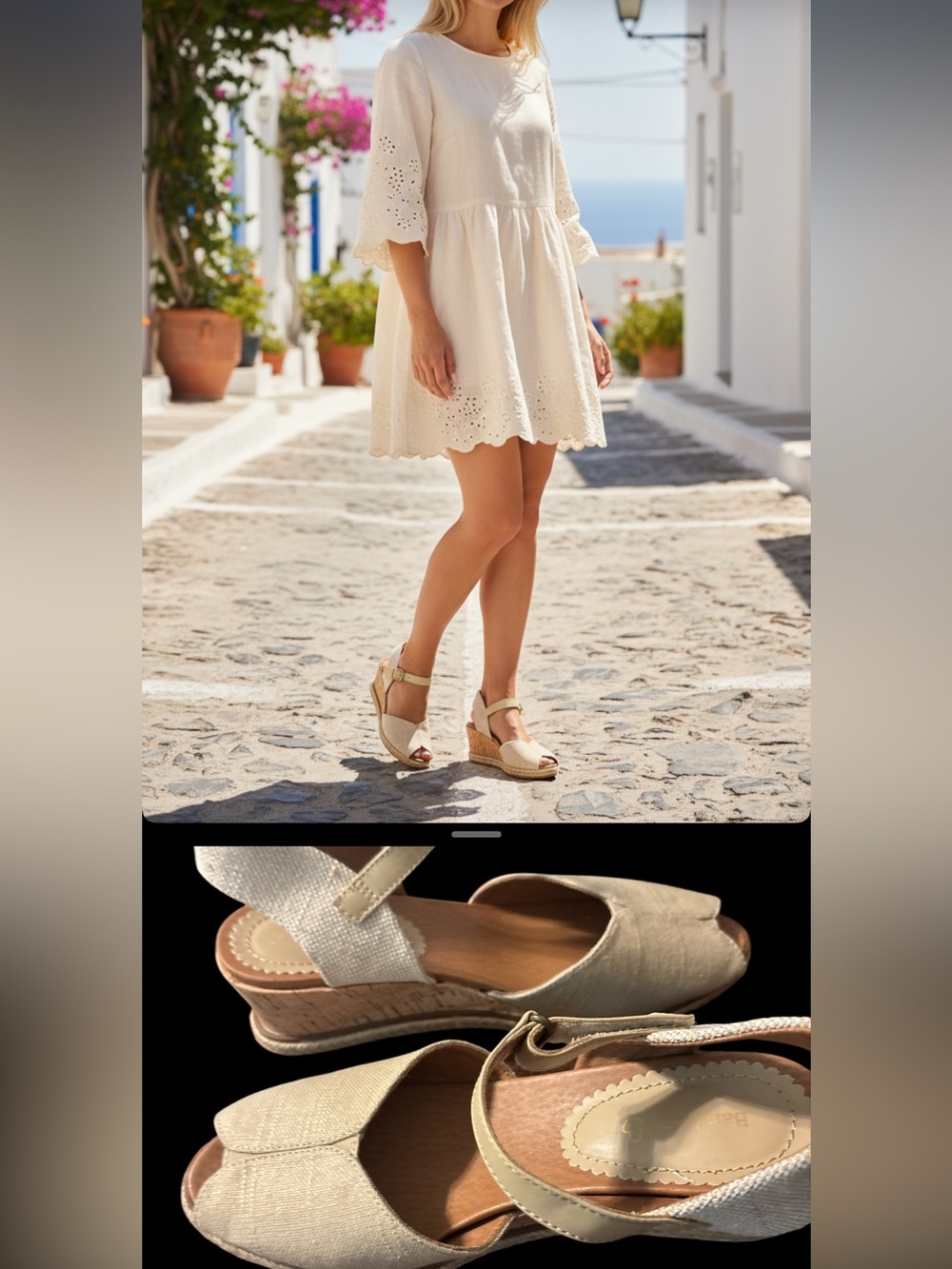 BareTraps Odetta Peep Toe Beige/Tan Espadrille Wedge Sandals